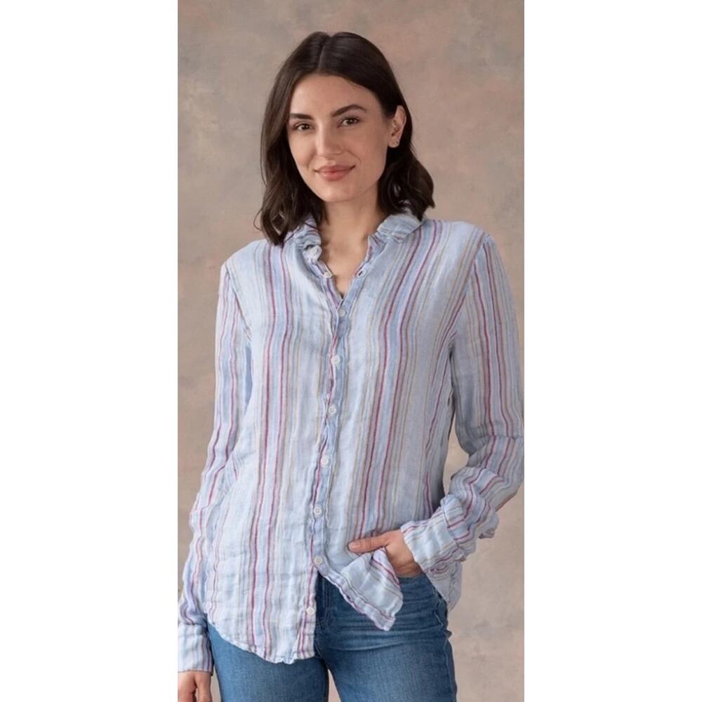 CP SHADES Romy Linen Vertical Stripe Button Down Shirt Top Anthropologie M $238